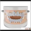 Grillz, Dental Body Drop Delivery 2021 Gold Sier Diamond Donna Uomo Luxury Denti Grillz Top Bottom Griglie Grill Hip Hop Designer Gioielli Uomo