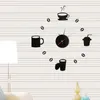 Horloges murales Horloge Combinaison Acrylique Miroir Autocollant Plexiglas 3D Décor À La Maison Salon Décoration