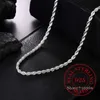 Breedte Real 100% 925 Sterling Zilveren Mannen Touw Ketting Mode Unisex Party Huwelijkscadeau Ketting Sieraden dz Chains3125