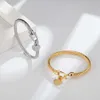 Bracciali in acciaio inossidabile di titanio 361l Bracciali con ciondolo a forma di cuore in oro con cavo color oro per gioielli da donna per ragazze Q0719