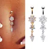 Bell Jewelyssexy Dangle Bars Button Belly CZ Crystal Flower Body Jewelry Navel Piercing Rings Mya30 Drop Delivery 2021 B6W58