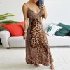 Casual jurken zomer dames maxi jurk bohemia luipaard vlinder print spaghetti riem sexy v-neck mouwloze fit en flare strand lang