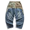 [EWQ] Dżinsy Patchwork Multi Kieszonkowy Para Denim Spodnie Żebrak Styl Japoński Jeans Jesień High Street Casual Kobiety Streetwear 210423