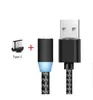 Alta calidad 3 en 1 cables de teléfono magnético Línea de cargador 2A Nylon Cable de carga rápida Tipo C Cable de cable Micro USB para Samsung S21 Celular Accesorios