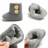 Warm Baby Winter Boots Girls Soft Sole Crib Shoes Button Cotton Flats Boot Shoes Knitted Solid Buttons Toddler Shoes Boys Grils G1023