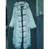 Женщины из искусственного шуба Winterf Fashion теплые X-Long Plus Plus Размер пальто с капюшоном свободно открытый стежок одежда Y0829