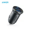 Anker laddare, snabb laddare mini 24W 4.8A Metal Dual USB, PowerDrive 2 Alloy Flush Fit biladapter med blå LED för iPhone