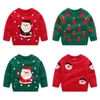 Autumn Winter Baby Boys Girls Kids Cartoon Christmas Pattern Sweater Long Sleeve Knitted s 210429
