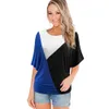Nice-forever Sommer-Frauen-Mode-Kontrastfarbe-Patchwork-T-Shirts beiläufige übergroße T-Shirts Tops T013 210419