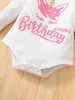 Pantaloni body con slogan per bambini e stampa unicorno con volant LEI