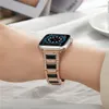 Luxury Glitter Opal Stainless Steel Watch Band Metal Strap for Apple iwatch Series 7 6 SE 5 with Shiny Diamond 38 41 42 40 44 45mm Watchband