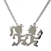 Gloednieuw gepolijst zilver Grote 3 Inch ICP Juggalette Hatchetman Ketting Charms Roestvrijstalen Hatchet Man Meisje Kettingen Hanger 4mm 24 ''