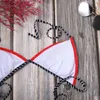 Stroje kąpielowe Seksowne Brazylijskie Bikini Zestaw Etniczne Styl Red Printed Swimsuit Push Up Wyściełany Biustonosz Trójkąt Kostium Kwiaty 210629