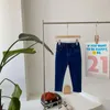 Kot 2022 Sonbahar Varış Kızlar Moda Denim Pantolon Çocuk Kore Tasarım
