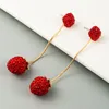 Elegante Kleurrijke Rhinestone Dangle Oorbellen Charm Strawberry Gevormde Verklaring Kwastje Oorbellen Meisje Oor Sieraden Brincos