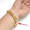 Italian Figaro Link Hip Hop Bracelet 8 5inch 12mm Thick Real Stamp 24K Yellow G F Gold Bangle Fine Solid Wrist Chain3055