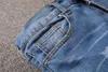 Роскошные дизайнерские мужские джинсы Fashion am-Type Повседневные винтажные узкие стрейч-мужские джинсы-карандаш с рваными дырками Хип-хоп Джинсовая ткань на молнии Motorc206e