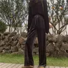 女性Pleucheパンツ春夏のファッション女性ソリッドルーズビンテージワイドレッグパンツカジュアルズボンプラスサイズs-5xl 210423
