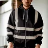 Felpe con cappuccio da uomo Felpe da uomo Abbigliamento sportivo riflettente Giacca da lavoro su strada Pullover ad alta visibilità Top a maniche lunghe Cappotto Abbigliamento Streetwear # g4