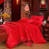 Gold silver coffee jacquard luxury bedding sets queen/king size stain bed set 4/6pcs cotton silk lace duvet cover bedsheet home textile