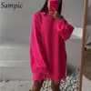 Women Knitted Green O Neck Pullover Long Sleeve Oversized Sweater Tops Casual Party Sexy Club Dresses W220310