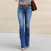Boyfriend Jeans Girls Elastic Waist Slim Fit Elegant Female Denim Trousers Bell Bottom Y2k Vintage Streetwear Flared Pant 220216