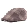 Spring Winter Cotton Newsboy Driving Hat Plaid Peaked Cap Men Women Warm Beret British Style Forward Hat Adjustable