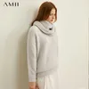 Outono elegante camisola quente feminino coreano solto sólido redondo pescoço de manga longa 11970338 210527