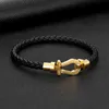 Steel Titanium Bracelet Four Color Braided Horseshoe Buckle Gold Plated Bracelet Stainless Steel Ushaped for Lovers8112914