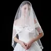 Welony ślubne Koreański Prosty Biały Krótki akapit Mori Butterfly Water-Rozpuszczalny Koronkowy Wedding Veil Studio 1.5 CM Pojedyncza warstwa Przędza miękka