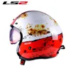 LS2 open face moto avec visière relevable vintage retro moto 3/4 s demi casque OF599