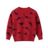 Mudkingdom Boys Swetry Moda Jesień Zima Z Długim Rękawem Topy Cartoon Dinosaur Knit Ciepły Casual Sweter 210615
