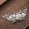 Silver Color Flower Pearl Rhinestone Comb Wedding Accessories For Women Bride Tiara Headband Hair Jewelry