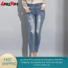 Zomer gescheurde jeans voor vrouwen stretch vernietigde skinny vrouw enkel lengte vintage vrouwen denim vrouw 210428