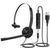 Fones de ouvido telefônicos de 2.5mm com microfone de cancelamento de ruído, fone de ouvido home unilateral USB com controle em linha A59