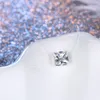 Transparent Zircon Square Cube Pendant Necklaces Women Jewelry Fishing Invisible Necklace Collar Clavicel Chain