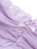 Femmes Crayon Robe Sac Hanche D'été Sans Manches Violet Sling Bow Dentelle Slim Fit Mini High Street Élégant Dames Clubwear 210522