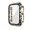 Funda protectora de impresión de leopardo de PC con película de vidrio para Apple Iwatch Watch SE Serie de cubierta SE 6 5 4 3 Parachoques 40mm 44mm 38mm 42mm