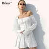 Décontracté à manches longues chemise robe femme col carré blanc Mini robe femmes Sexy court Chic robes à volants automne 2020 Vestidos X0521