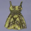 Summer Women'S Sleeveless Snake Print Green Pleated Tight Dress Sexy Hollow Lace Star Club Party 210525