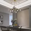 LED plafonnier suspendu lampe verre fumée gris décor arte pendentif lumières modernes pour la salle à manger en laiton Lampe de cycle avec bulbe G9