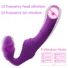 Realistyczny pasek wibratora wibratora z dildo bez ramiączki na lesbijskiej podwójnej głowie GSPot stymuluj łechtaczkę seksuową zabawkę seksualną dla pary podwójnego silnika x7625532