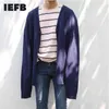 IEFBメンズニットカーディガンセーター韓国風ファッションルーズ厚いソリッドカラーファッショナブルな男性のビンテージコートトップス9Y3268 210524