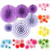 6Pcs/Set Mixed Size Hanging Paper Fan Round Wheel Paper Fans Purple/Green/Blue/Pink Birthday Kids Party Christmas Decoration 210610