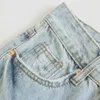 Za Femmes Bleu clair Jeans déchirés droits lavés Full Longueur haute taille à jambes larges pantalons denim pantalons de poche 210629