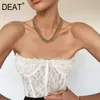 Sweet Lace Bra Middle Ancient One Shoulder And Fishbone Waist Top Y2k Clothes Sexy Style Spring Summer GX872 210421