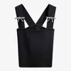 Color sólido Desmontable Diamond Bow Sexy Cross Backless Knitted Suspender Vest Summer Clothes For Womenr GX638 210421