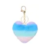 Plysch Key-Chain Party Favor Multi-Color Stitching Love Pendant Color Plush Peach Heart Rainbow Bag Car Ornament