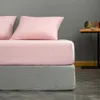 1 ST Goedkope Bed Blad Roze Kleur Eenpersoonsbed Laken voor kinderen Solid Color Bed Cover Sets DRAP HouseSE Elastische banden voor blad 210626