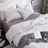 Plaid Stripes Comfortable Polyester Bedding Set Printing Sanding Duvet Cover Set, 1pc Duvet Cover + 1/2pcs Pillowcases 211007